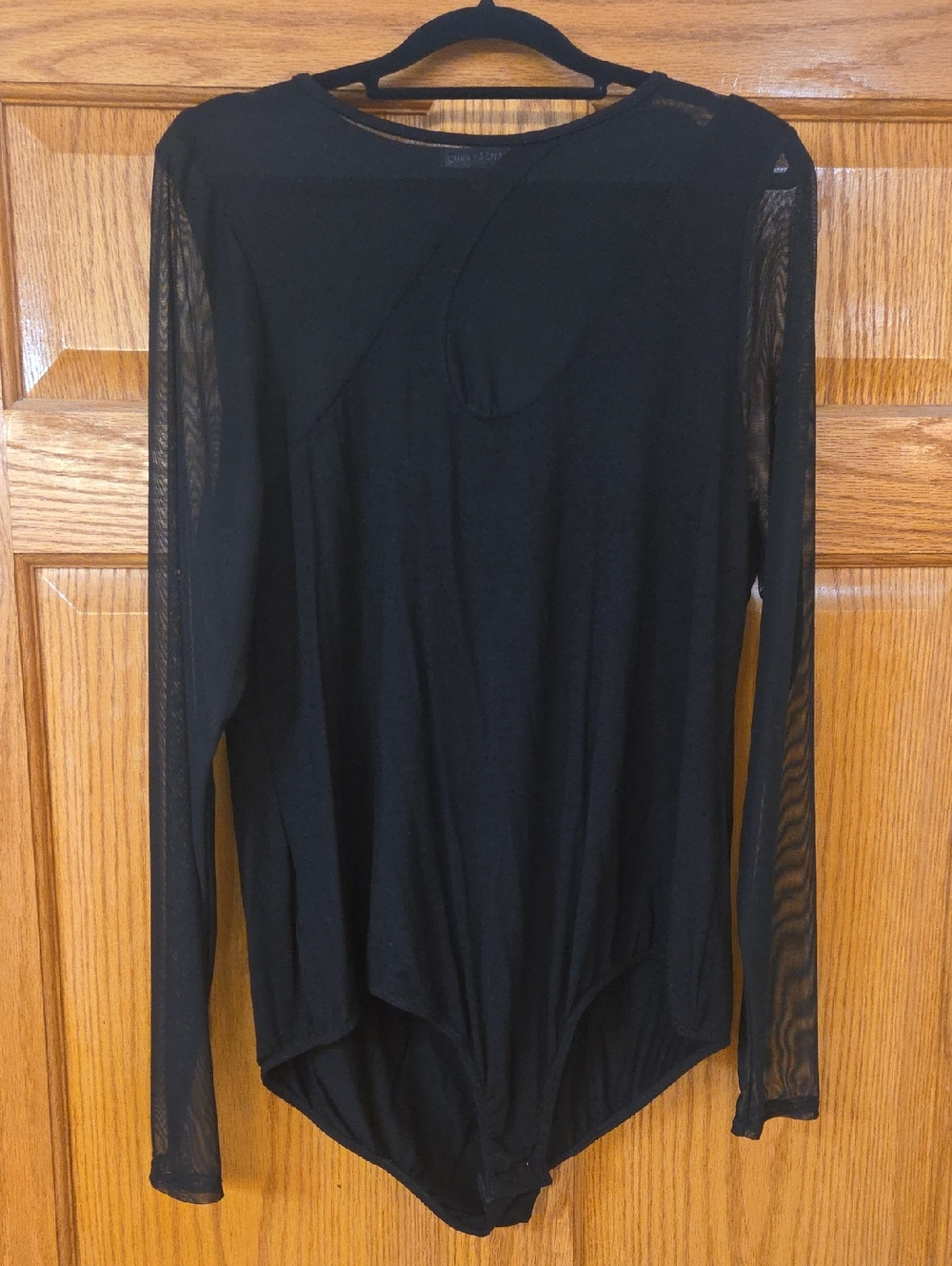 Women’s Black Long-Sleeve Mesh Bodysuit